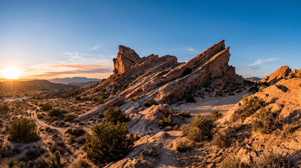 Vasquez Rocks expõe camadas deformadas por tectonismo e erosão