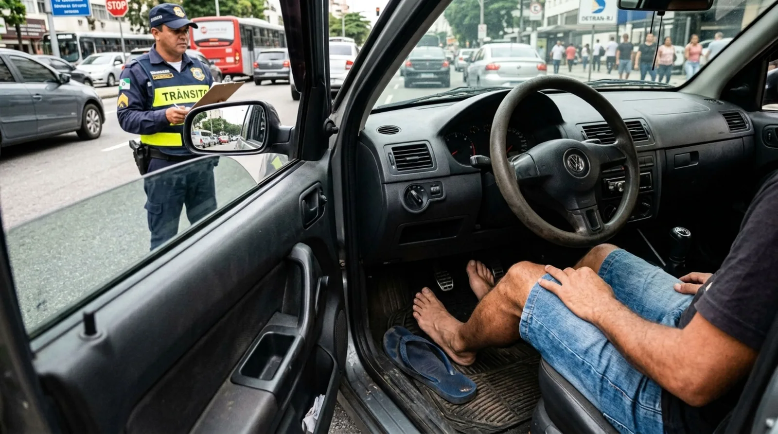 Retirar o chinelo na blitz não elimina infração já constatada
