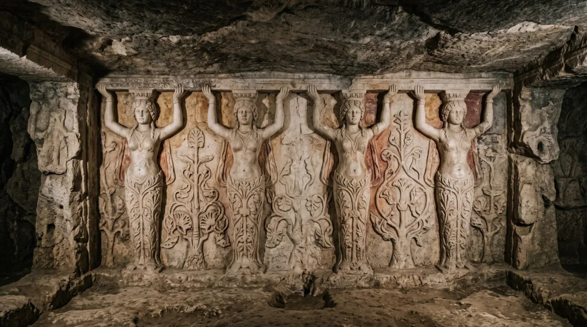 Tumba de Sveshtari preserva conjunto raro de figuras híbridas da cultura geta