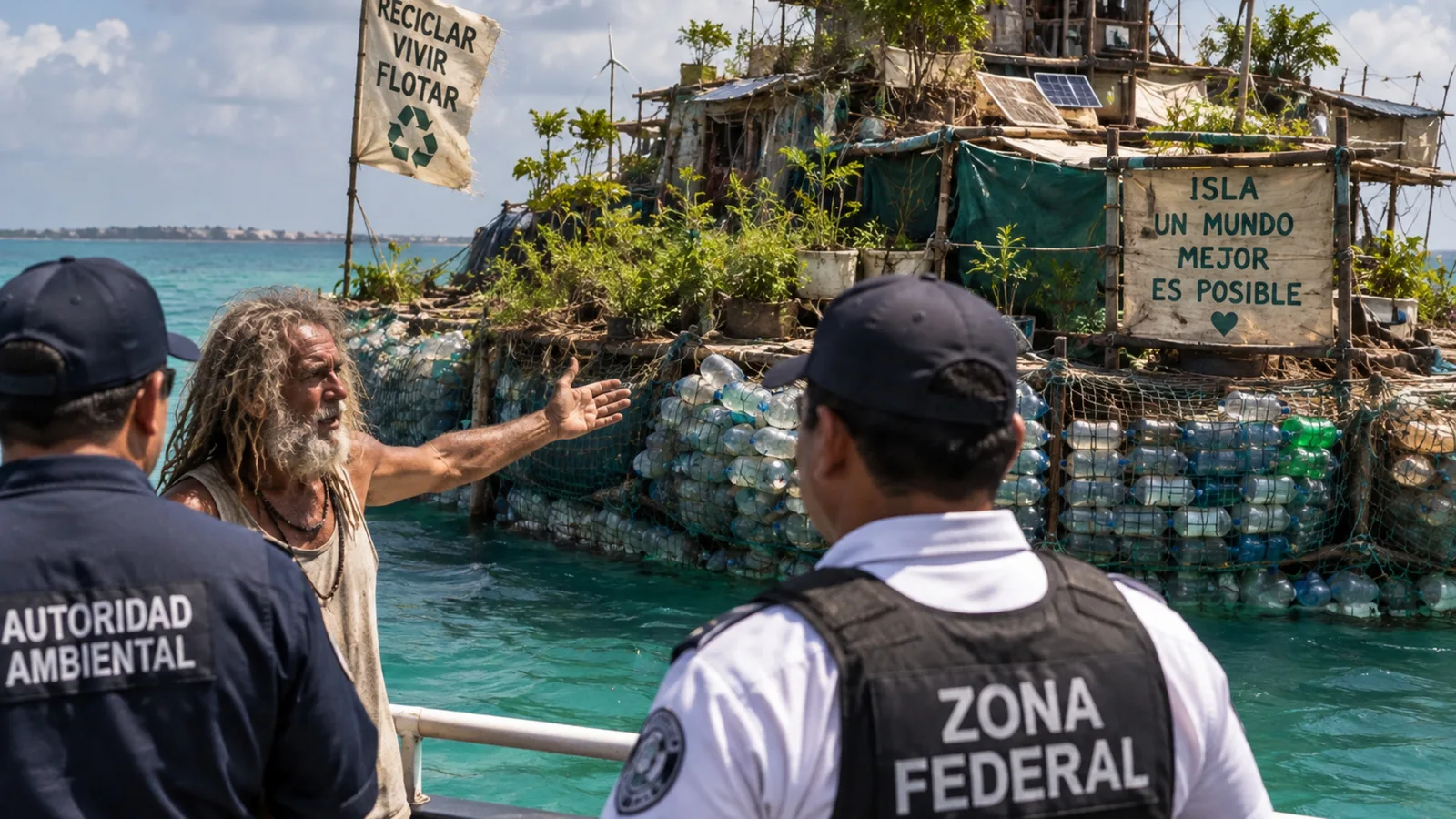 Garrafas recicladas deram forma a uma ilha habitável no México