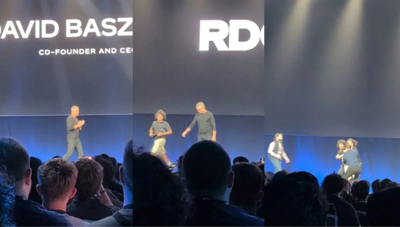 Manifestante é retirado de palco durante evento da Roblox