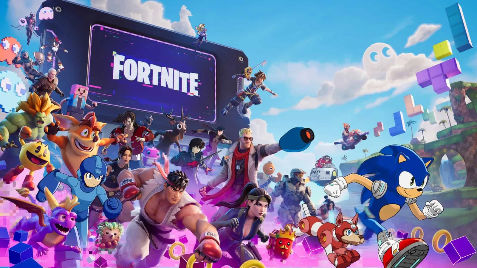 Temporada do Fortnite reúne Sonic, Tetris e heróis em mapa com referências de games