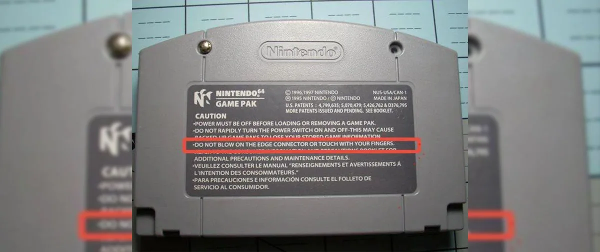 Nintendo alertava contra soprar cartuchos, mas hábito persistiu entre jogadores