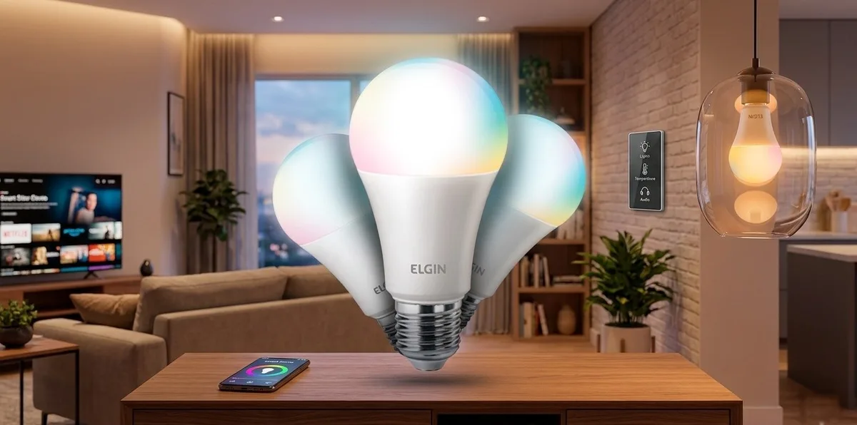 Lâmpada Elgin Smart Color combina controle por app, voz e 16 milhões de cores